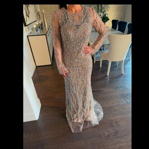 Adore Me Gold Long Sleeve Gown with Bishop Sleeves for Bride